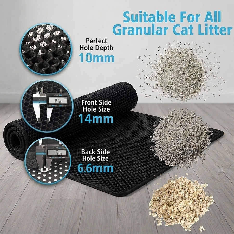 Litter mat in use